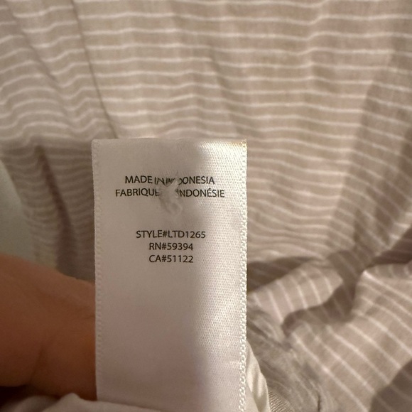 Beach Lunch Lounge Linen Blend Stripe Sleeveless Dress CoverUp Tan White Medium - Picture 3 of 10